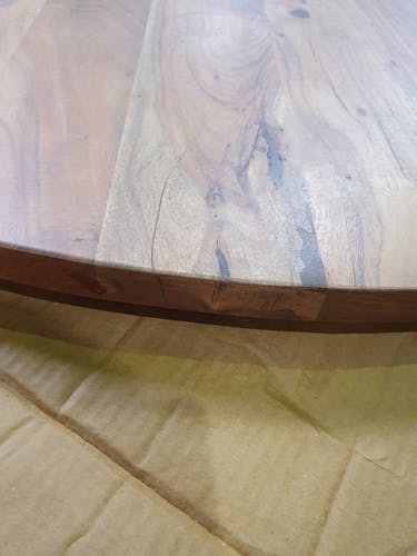 Table à manger ronde bois d'acacia acier 120 cm MELBOURNE