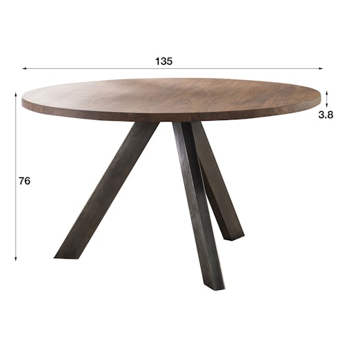 Table de repas en bois pied central metal style industriel