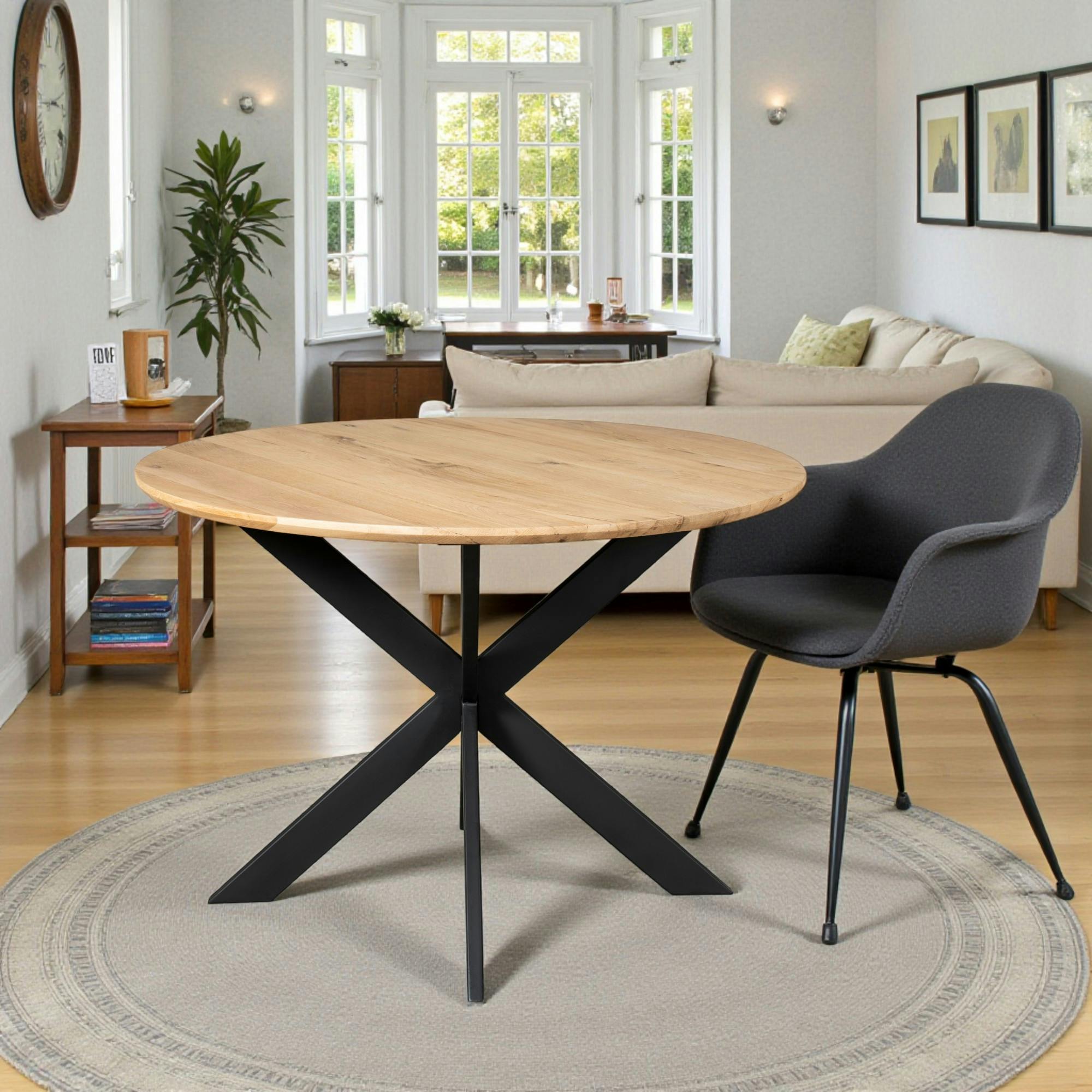 Table à manger ronde bois de chêne Ø130 cm LEXTON