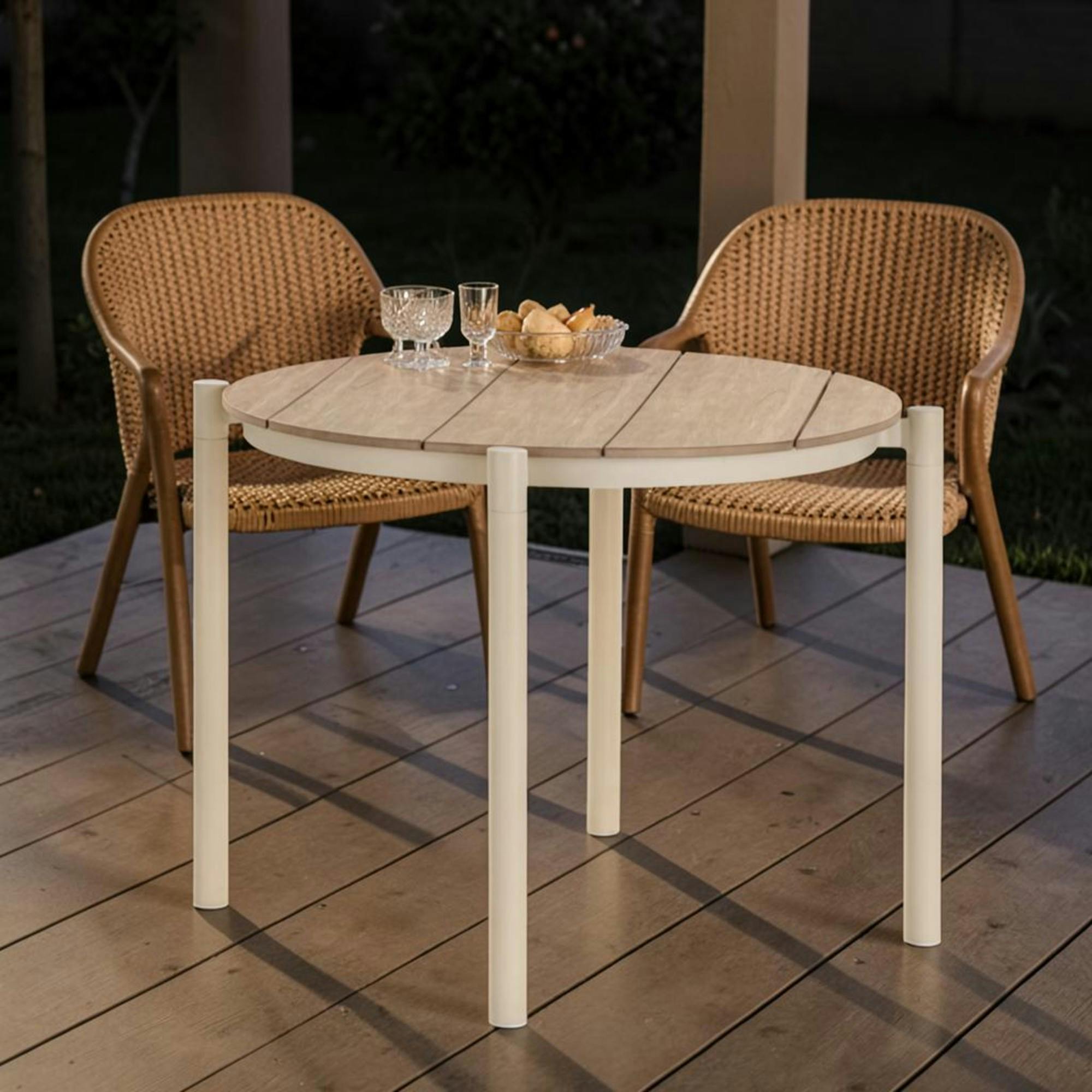 Table à manger ronde bois et aluminium ø90 AGGER