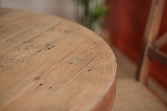 Table à manger ronde bois recyclé D120 AUCKLAND