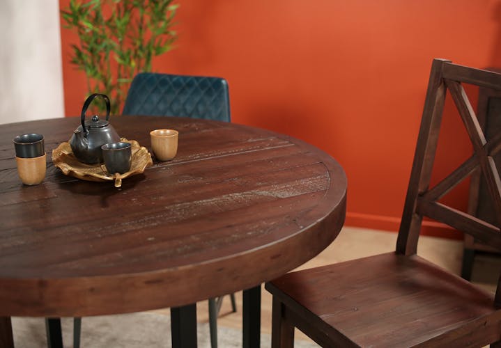 Table à manger ronde bois recyclé D120 SAMOA