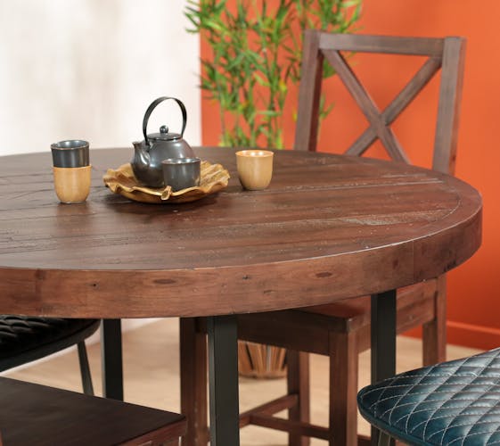 Table à manger ronde bois recyclé D120 SAMOA