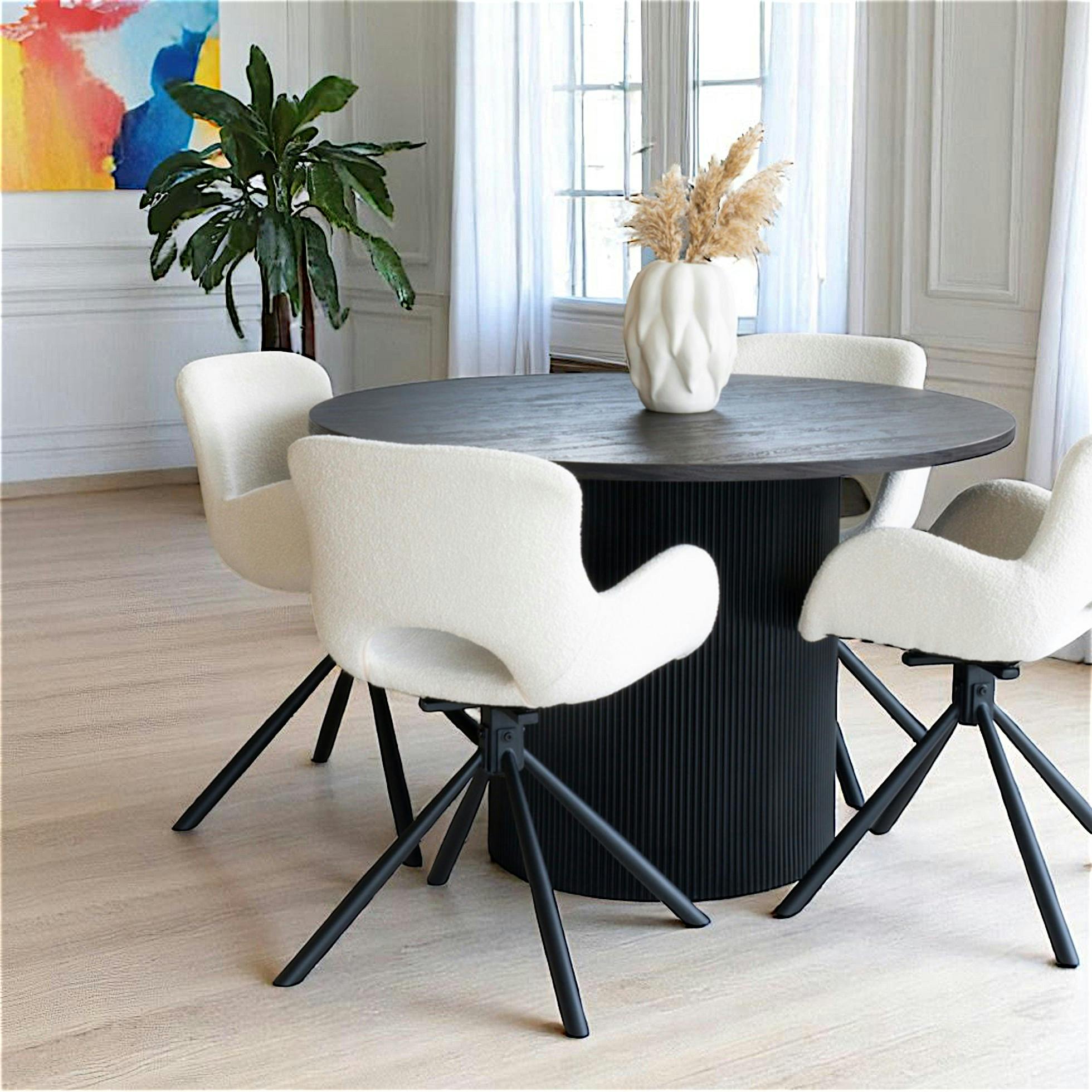 Table à manger ronde effet bois foncé ø120 cm MATERA