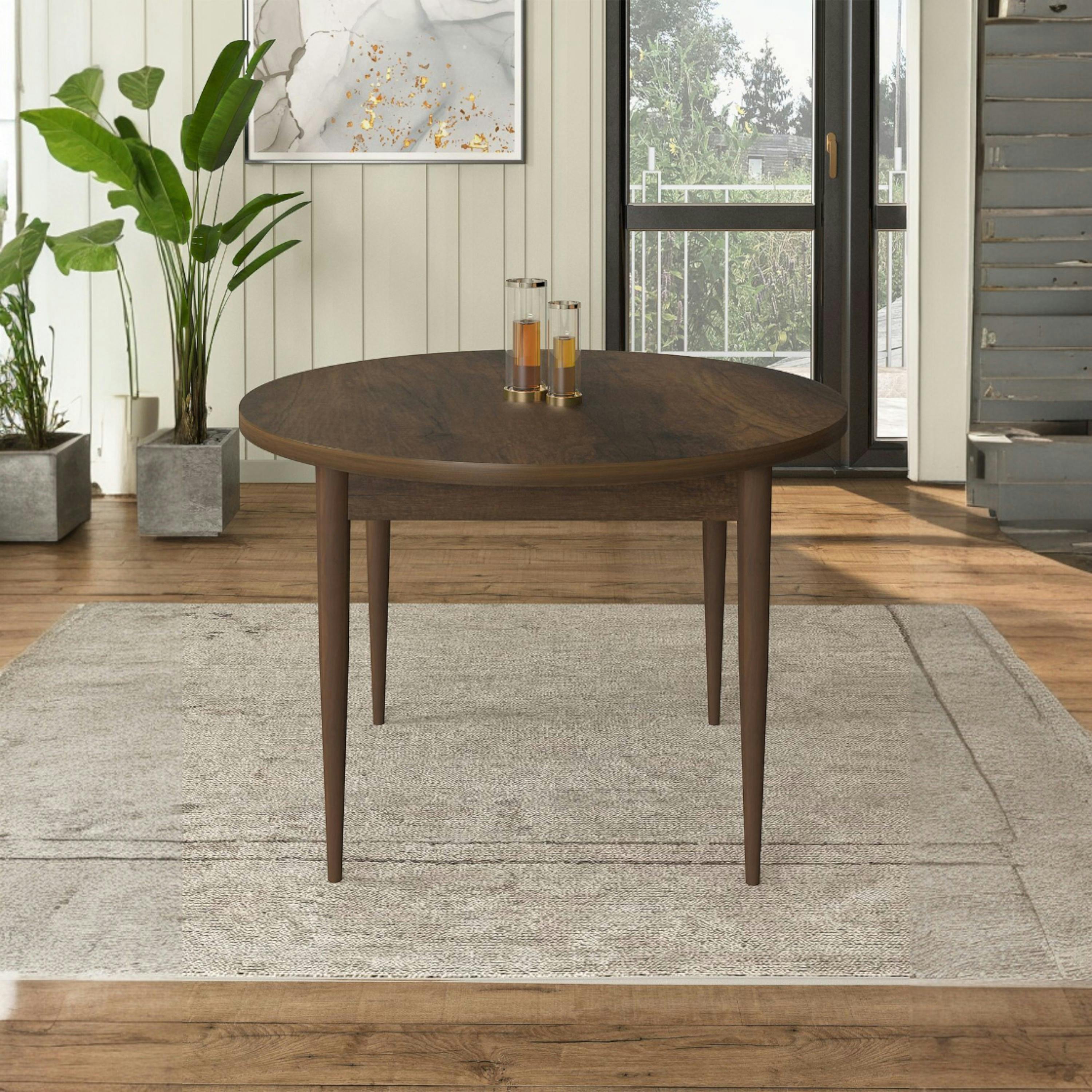 Table à manger ronde effet bois foncé  Ø90 cm LUNOR