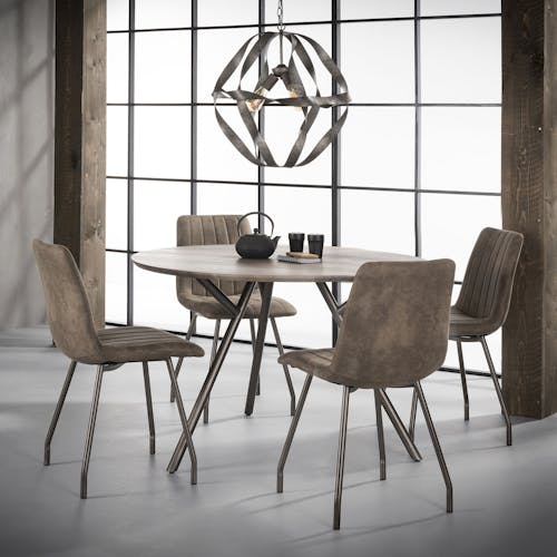 Table de repas ronde pieds metal de style contemporain