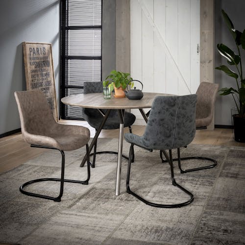 Table de repas ronde pieds metal de style contemporain