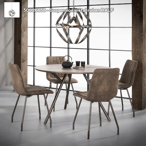 Table de repas ronde pieds metal de style contemporain