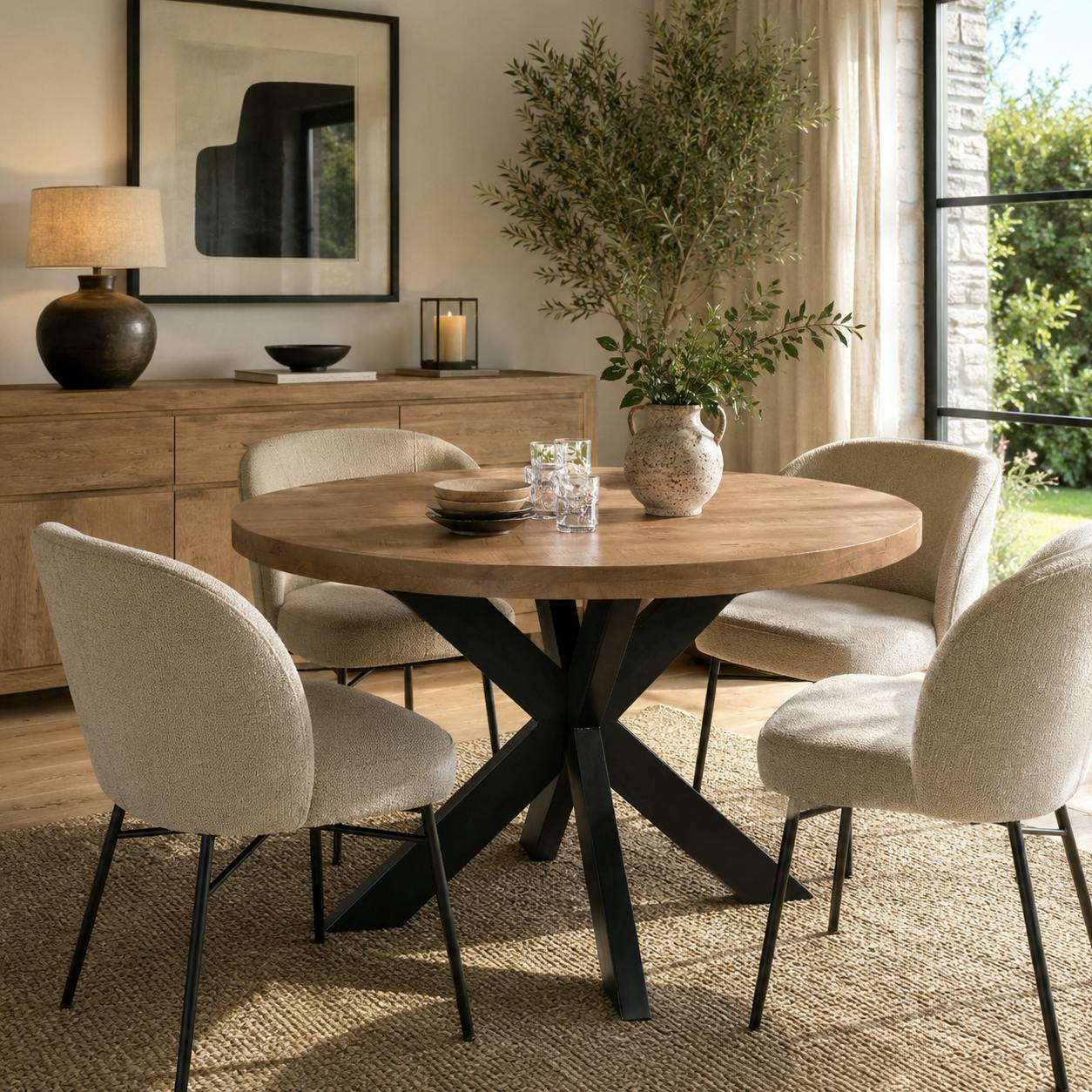 Table à manger ronde en bois de manguier Ø130 cm FULTON