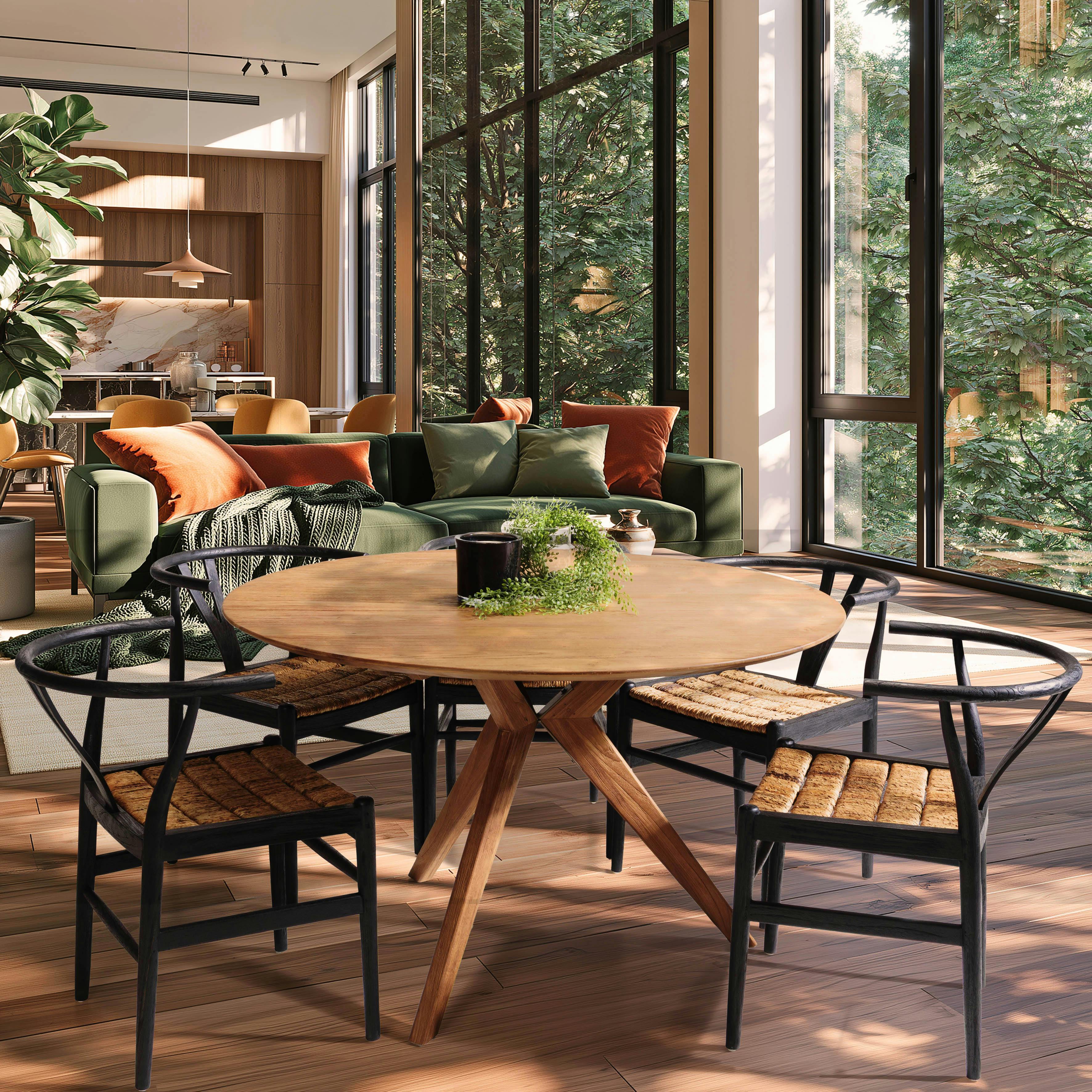 Table à manger ronde en bois de teck recyclé D130cm SWING