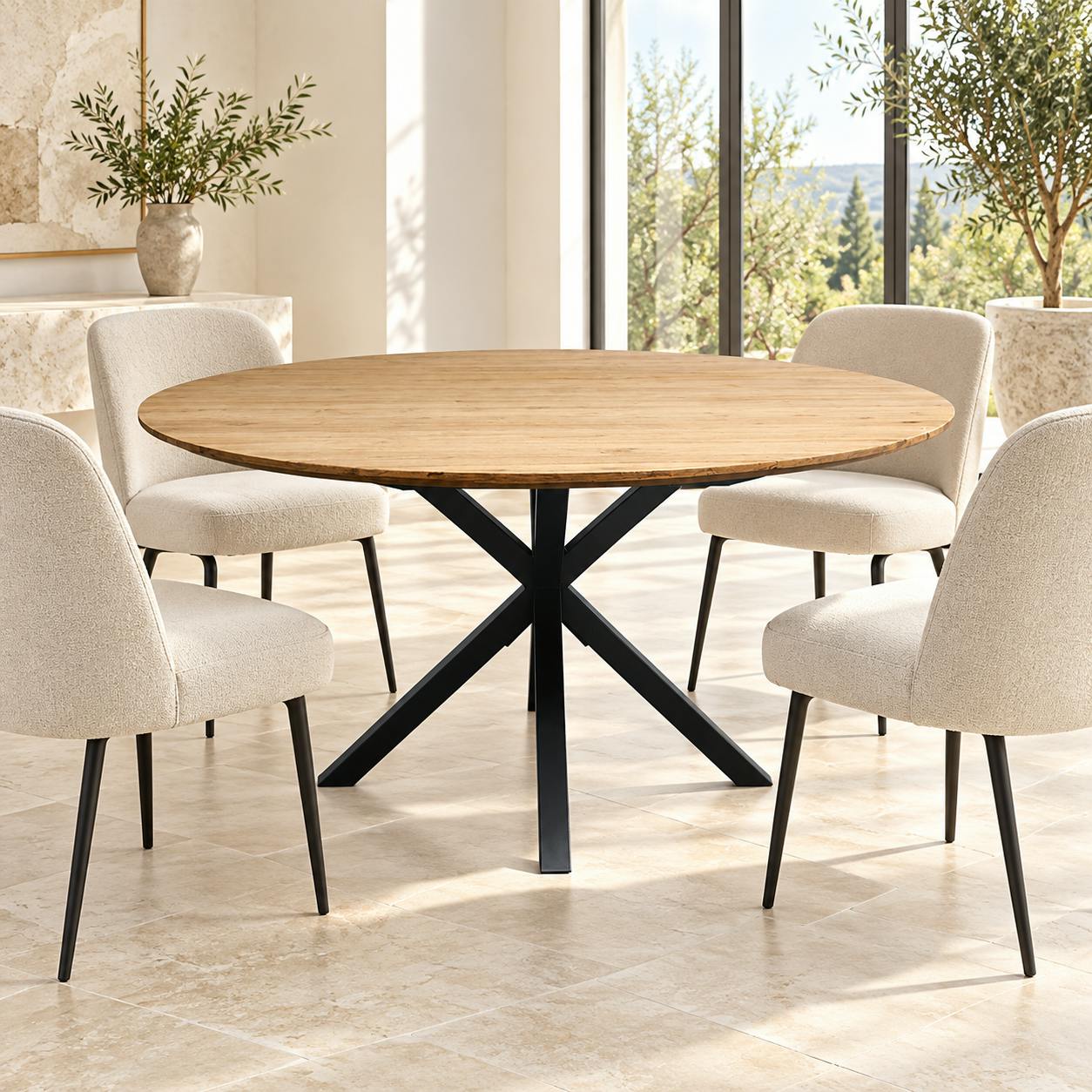 Table à manger ronde en bois de teck recyclé Ø 130 cm DEPOK