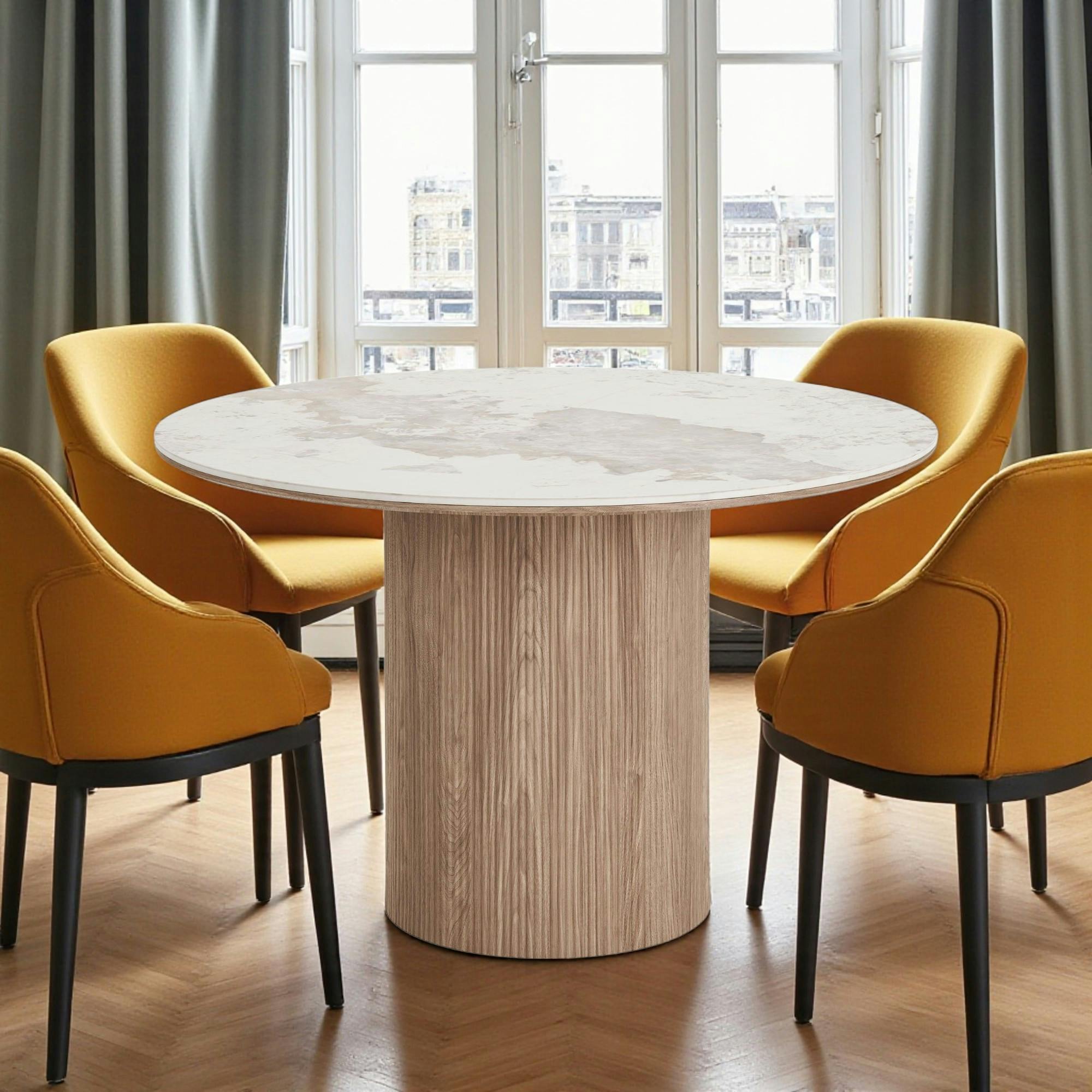 Table à manger ronde en céramique effet marbre Ø120 cm PRATO