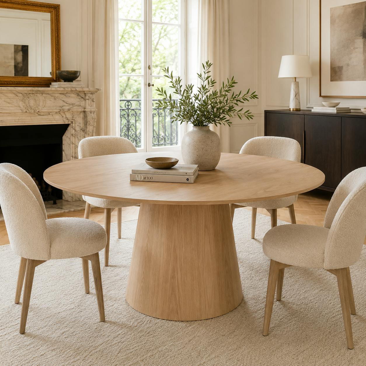 Table à manger ronde en chêne clair Ø130 cm LOREN