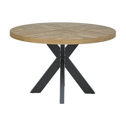 Table à manger ronde en marqueterie de chêne 120 cm finition bois naturel ARLINGTON 2