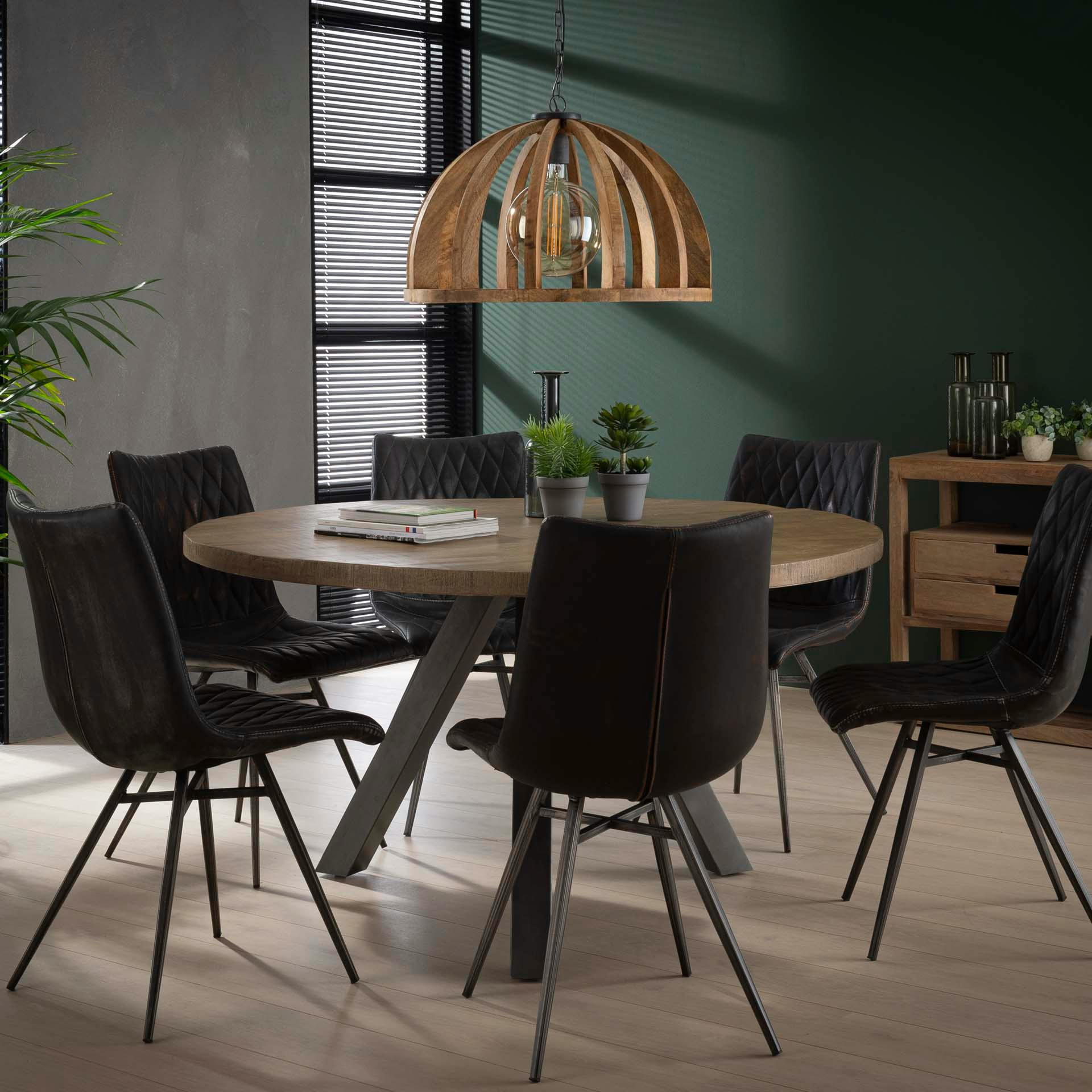 Table de repas en bois pieds metal de style contemporain