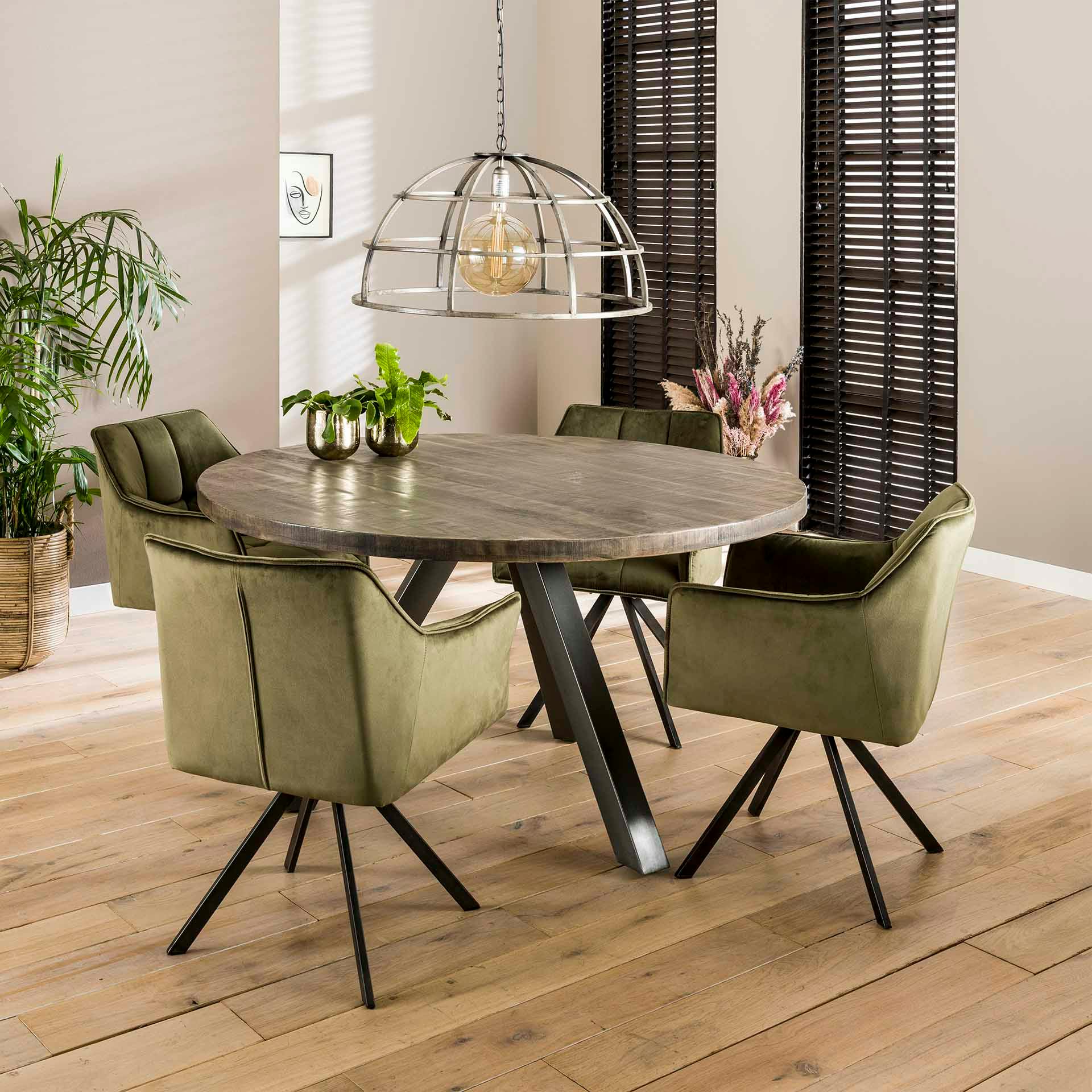 Table de repas en bois pieds metal de style contemporain
