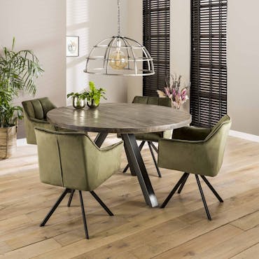  Table à manger ronde manguier massif gris D140 cm LUCKNOW