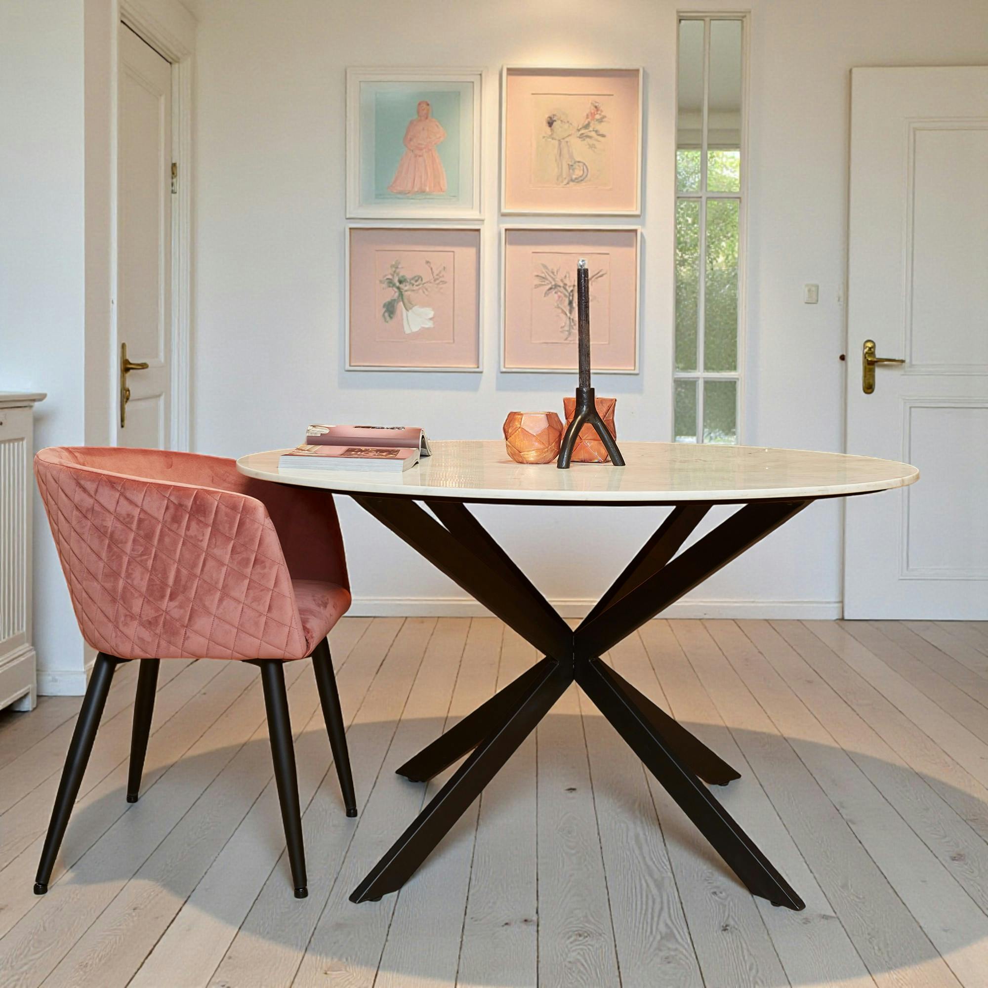 Table à manger ronde marbre blanc Ø130 cm DUOMO