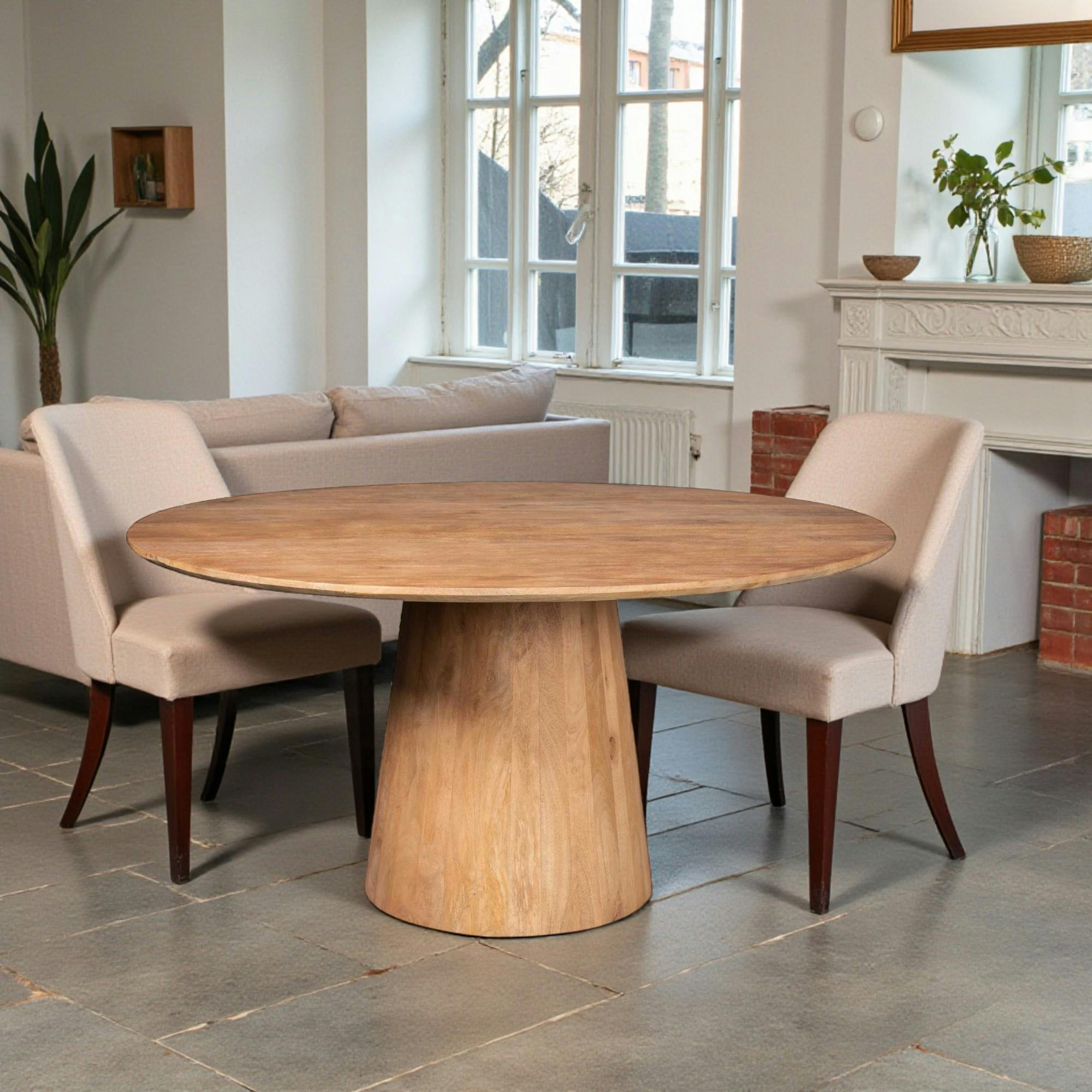 Table à manger ronde pied central bois Ø150 cm CORTINA