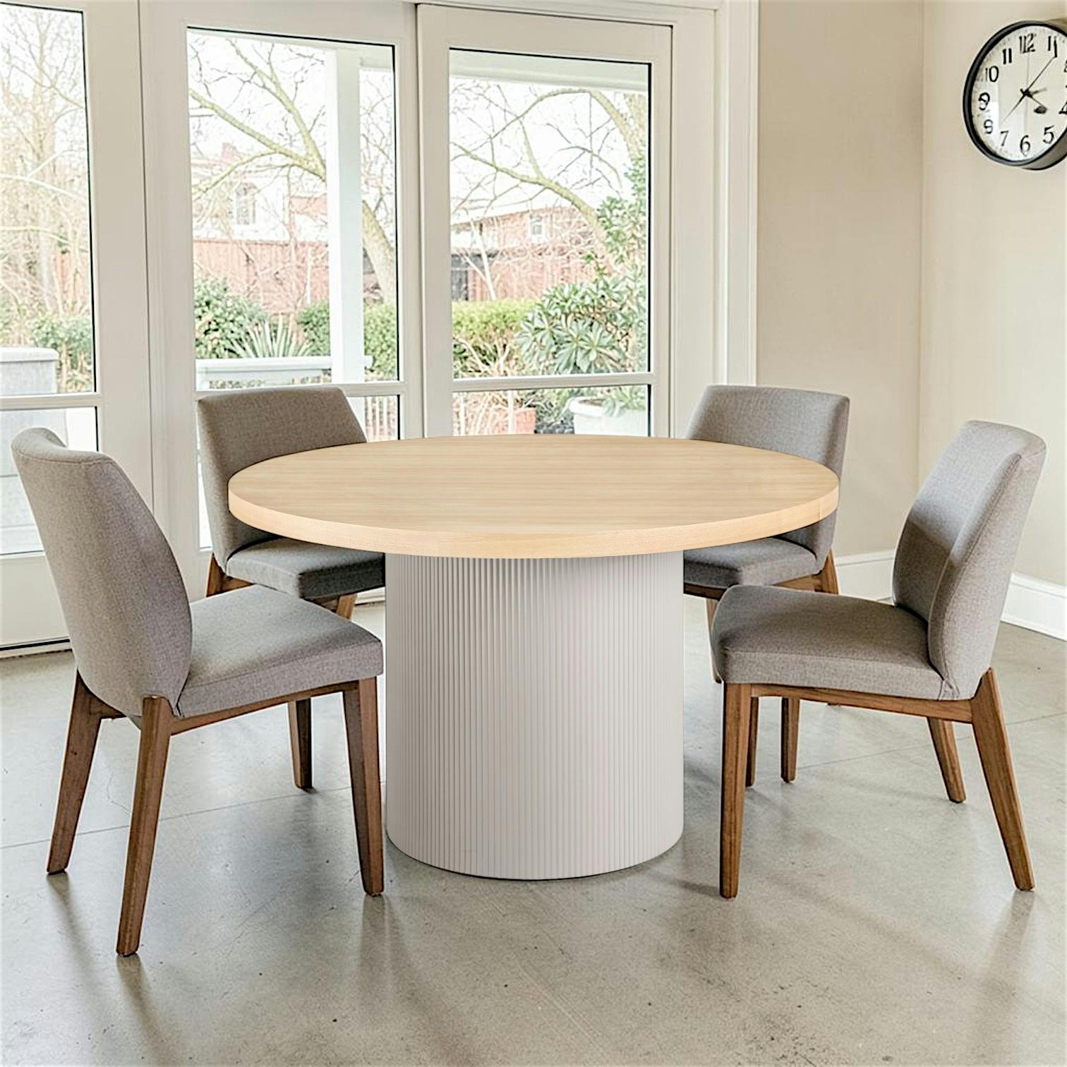 Table à manger ronde placage frêne pieds colonne ø120 cm LISBONNE