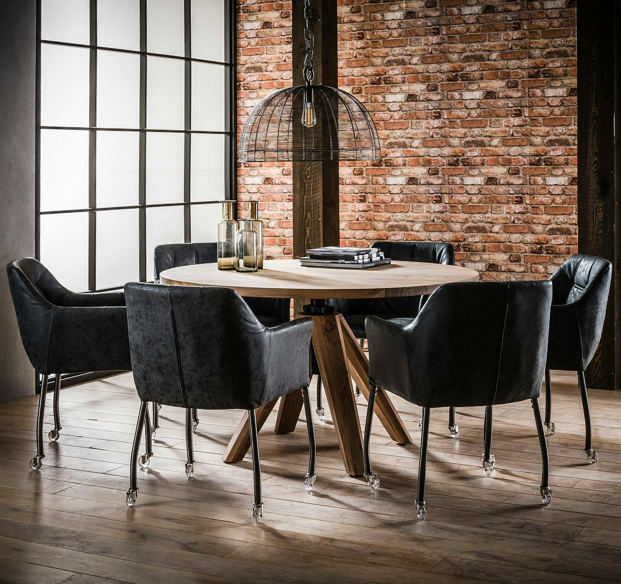 Table à manger ronde réglable en hauteur 135 cm TRIBECA