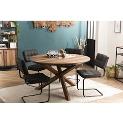 Table ronde en bois recycle pied central style contemporain