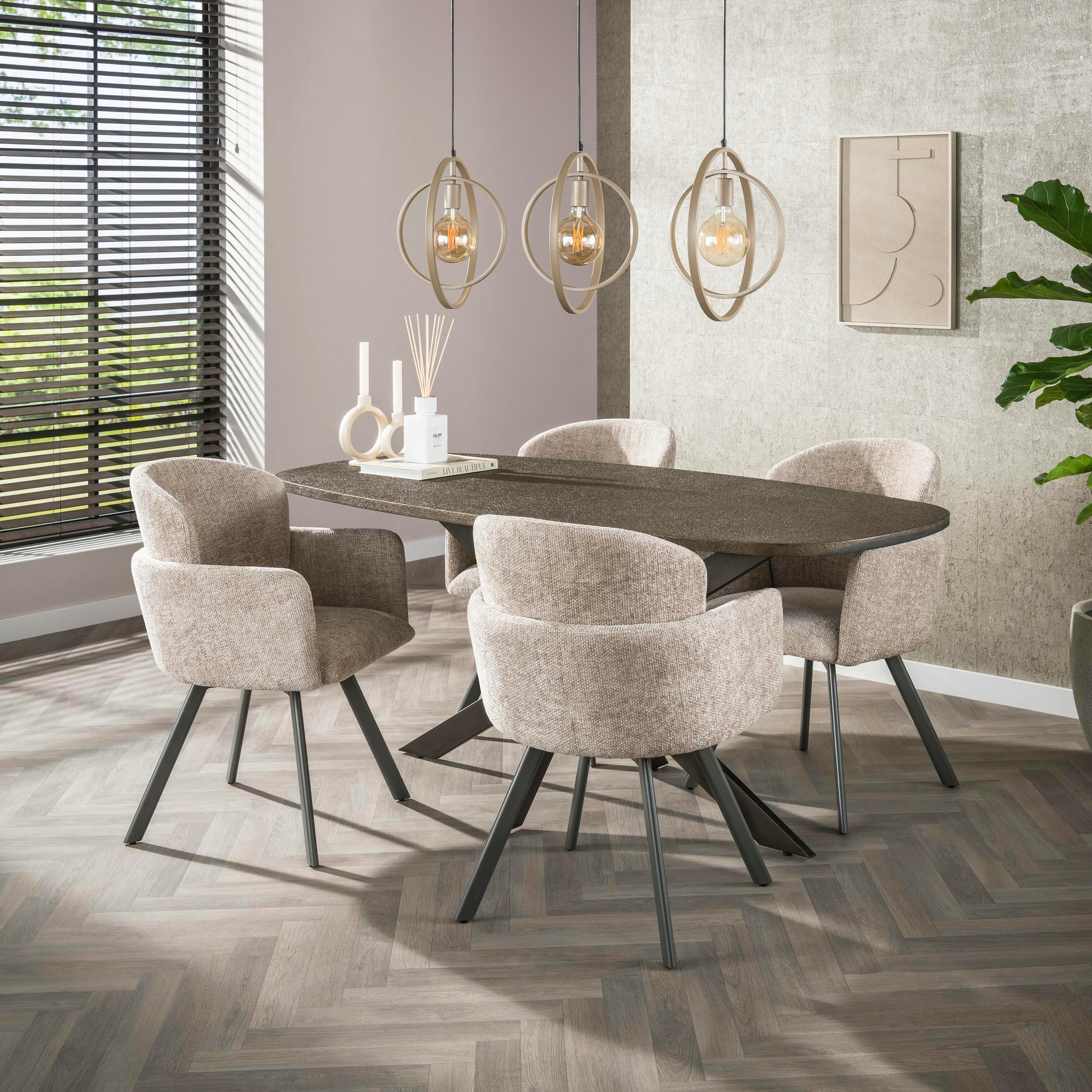 Table à manger vintage à bords ronds 180 cm RALF