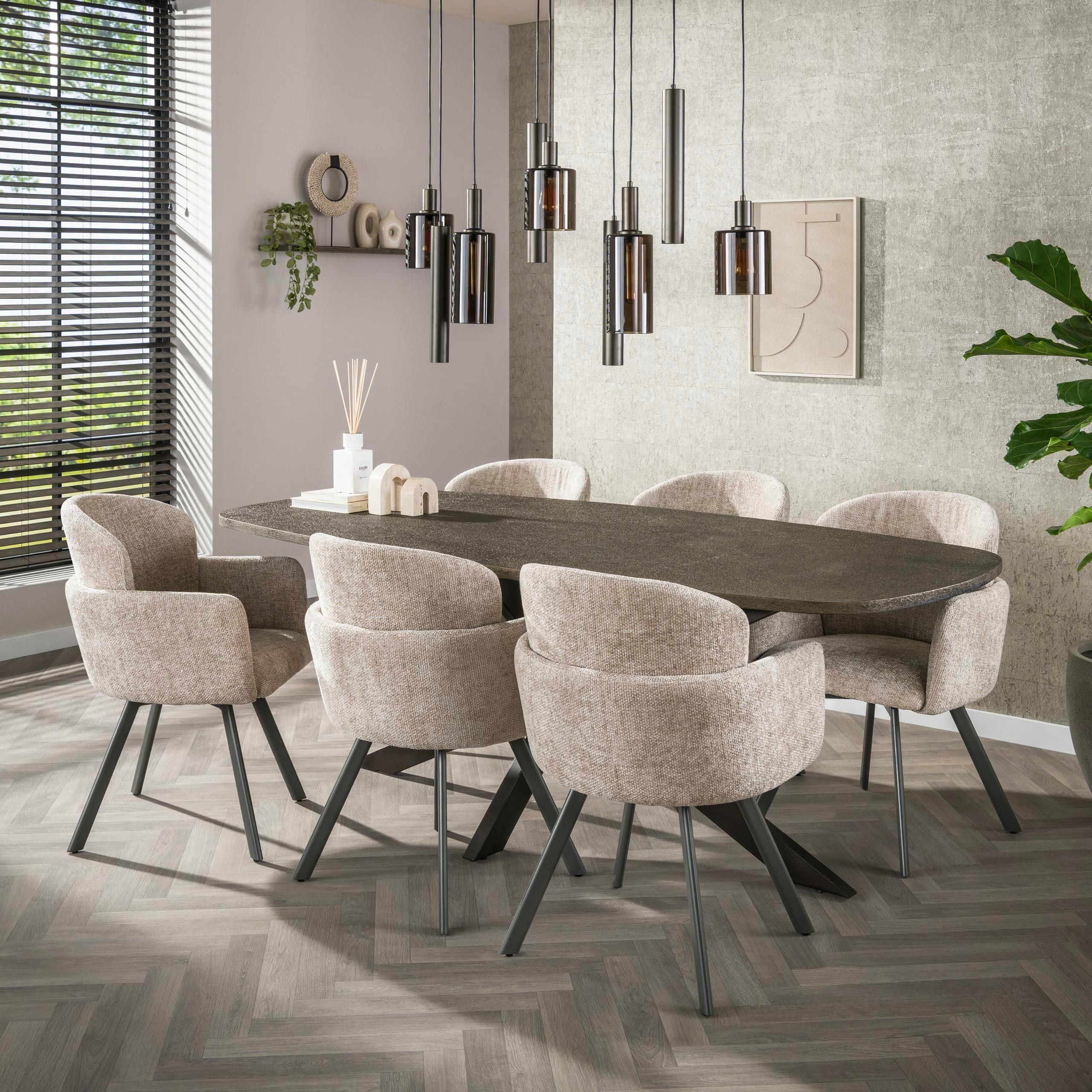 Table à manger vintage à bords ronds 215 cm RALF