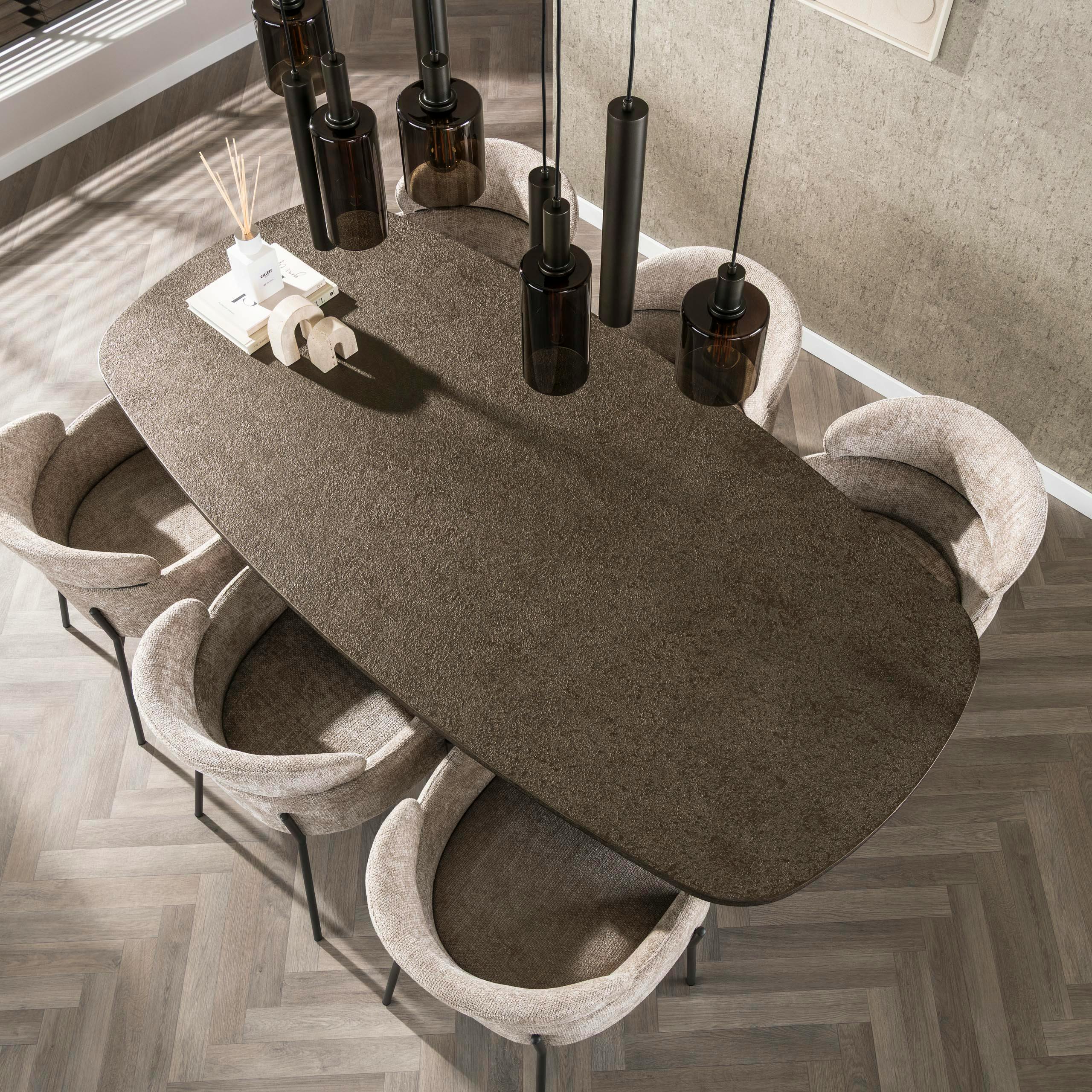 Table à manger vintage à bords ronds 215 cm RALF