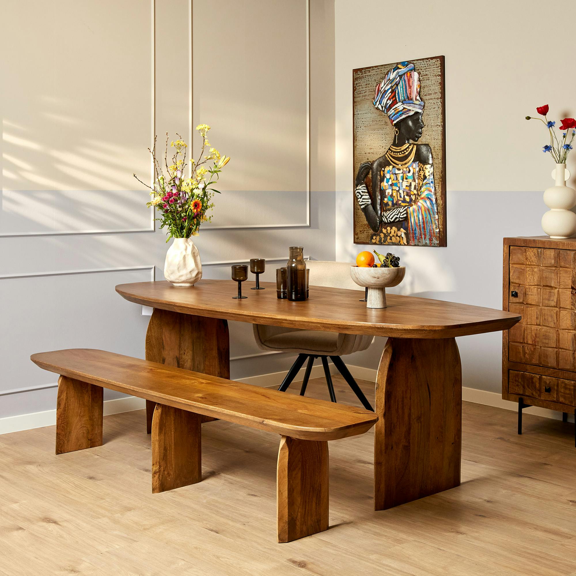 Table à manger vintage ovale en bois 300 cm CALDERA