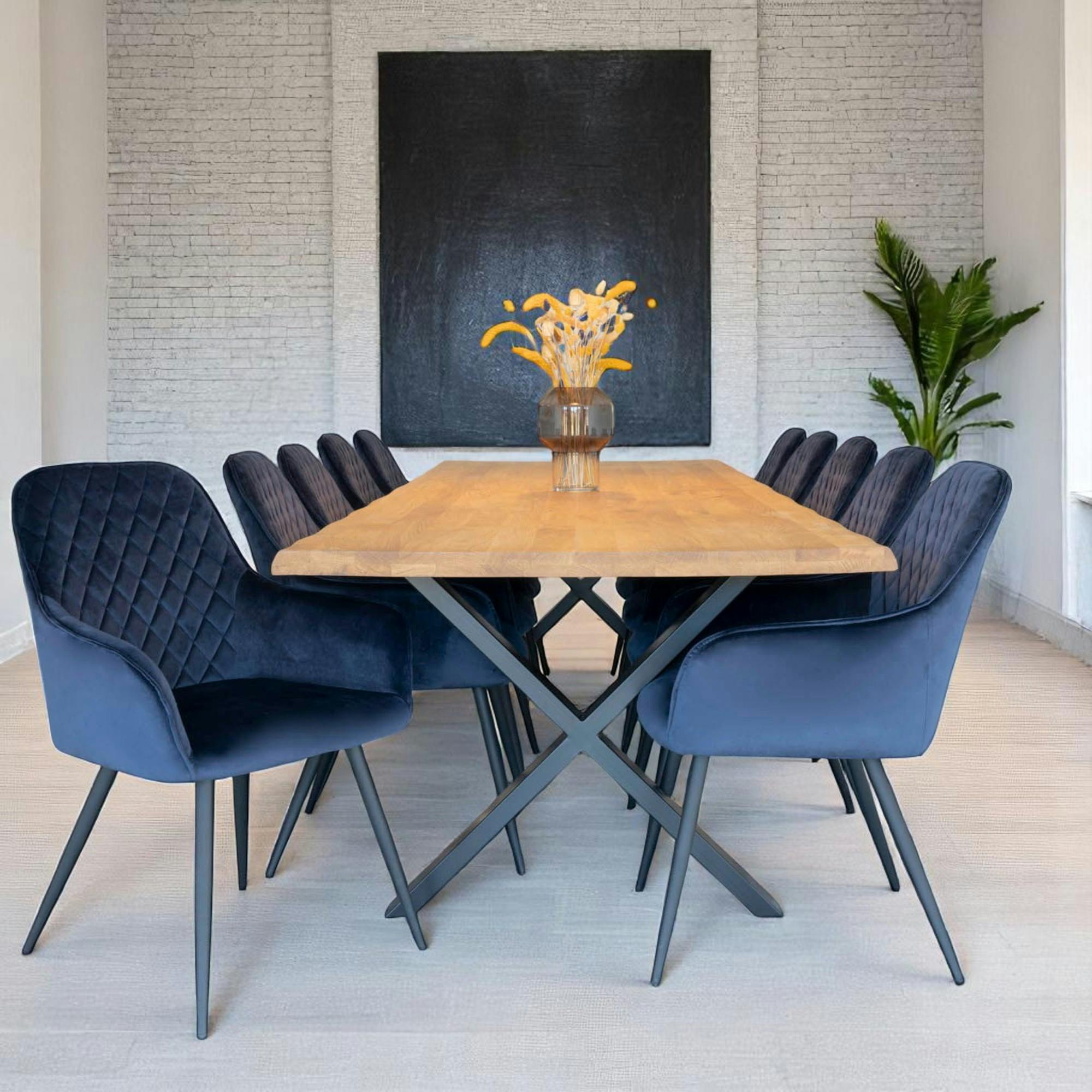 Table à rallonge en bois de chêne clair avec bordures naturelles 300 cm SAVONE