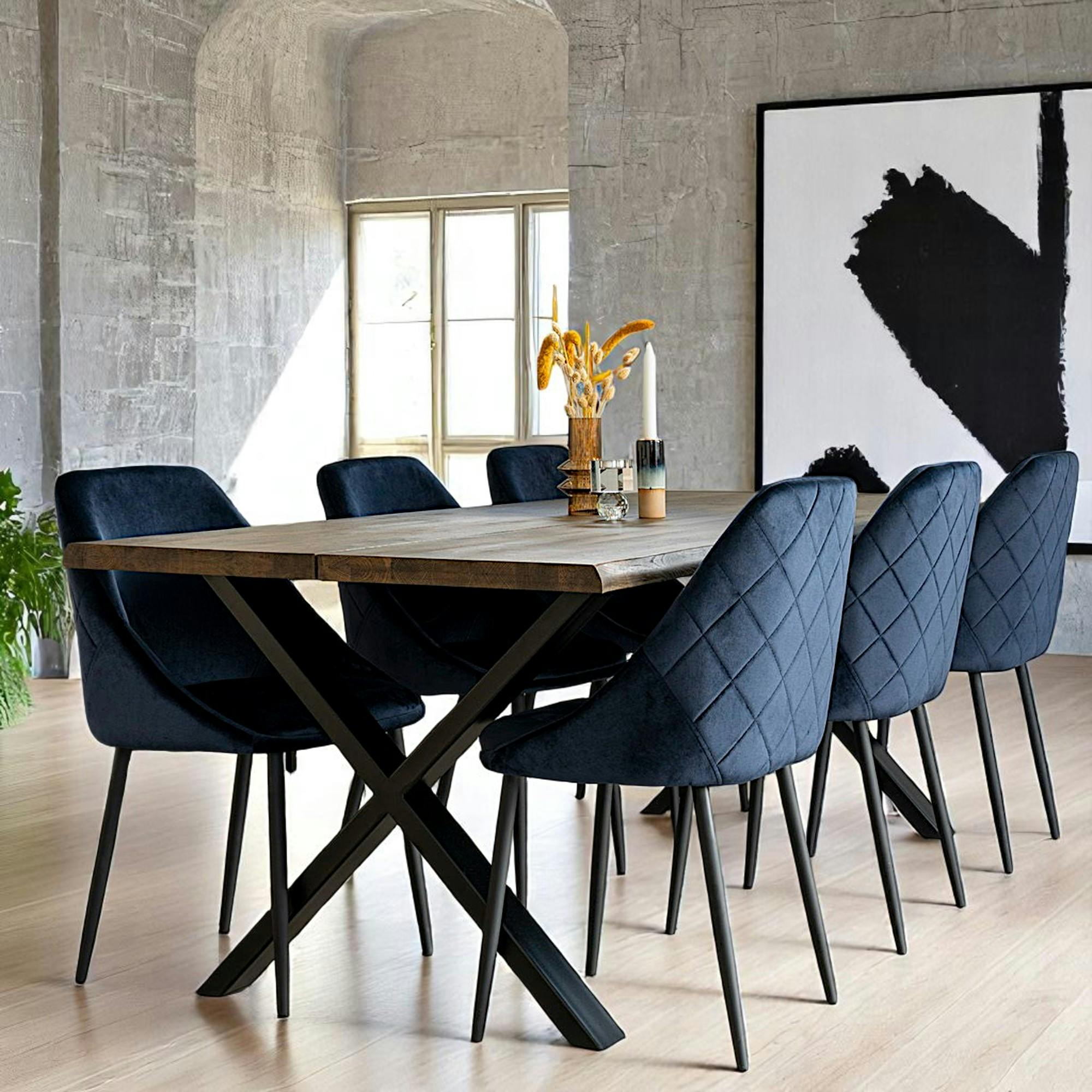 Table à rallonge en bois de chêne fumé avec bordures naturelles 200 cm SAVONE