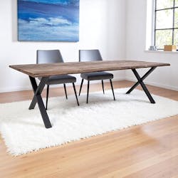 Table à rallonge en bois de chêne fumé avec bordures naturelles 300 cm SAVONE