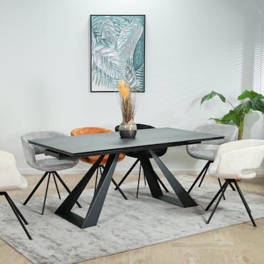  Table à rallonge en céramique gris ardoise 180-280 LOMBARDIE