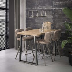 Table haute mange debout rectangulaire en bois massif style industriel