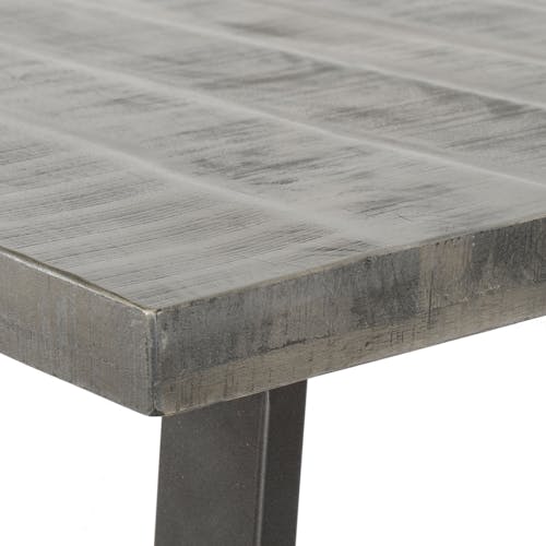 Table haute mange debout en bois massif gris style industriel pied metal