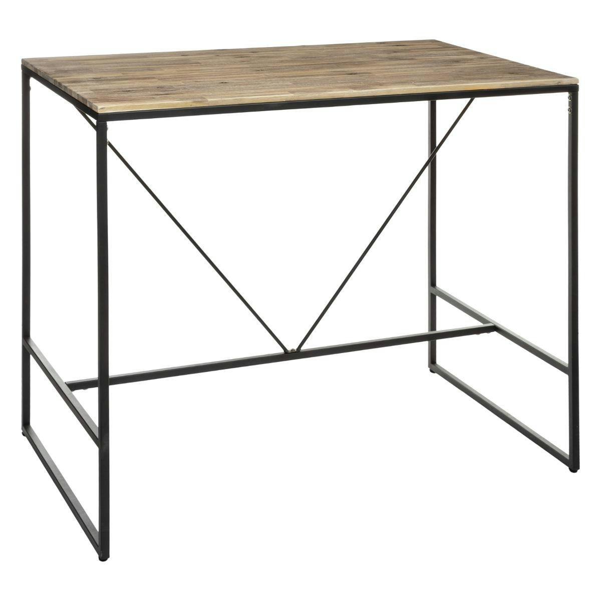 Table haute mange debout en bois clair et metal style industriel