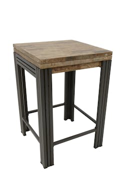 Table bar / Mange debout carrée extensible hévéa recyclé blanchi et métal noirci 70/140X70X105cm DOCKER