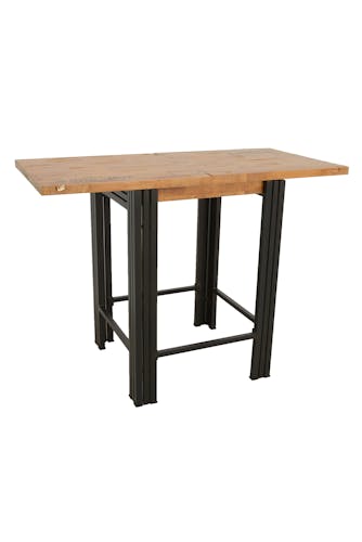 Table bar / Mange debout carrée extensible hévéa recyclé naturel et métal noirci 70/140X70X105cm DOCKER
