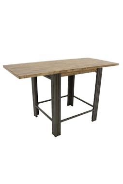Table bar / Mange debout rectangle extensible hévéa recyclé blanchi et métal noirci 90/180X80X105cm DOCKER
