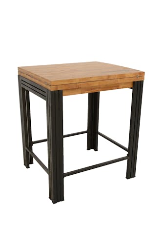 Table bar / Mange debout rectangle extensible hévéa recyclé naturel et métal noirci 90/180X80X105cm DOCKER