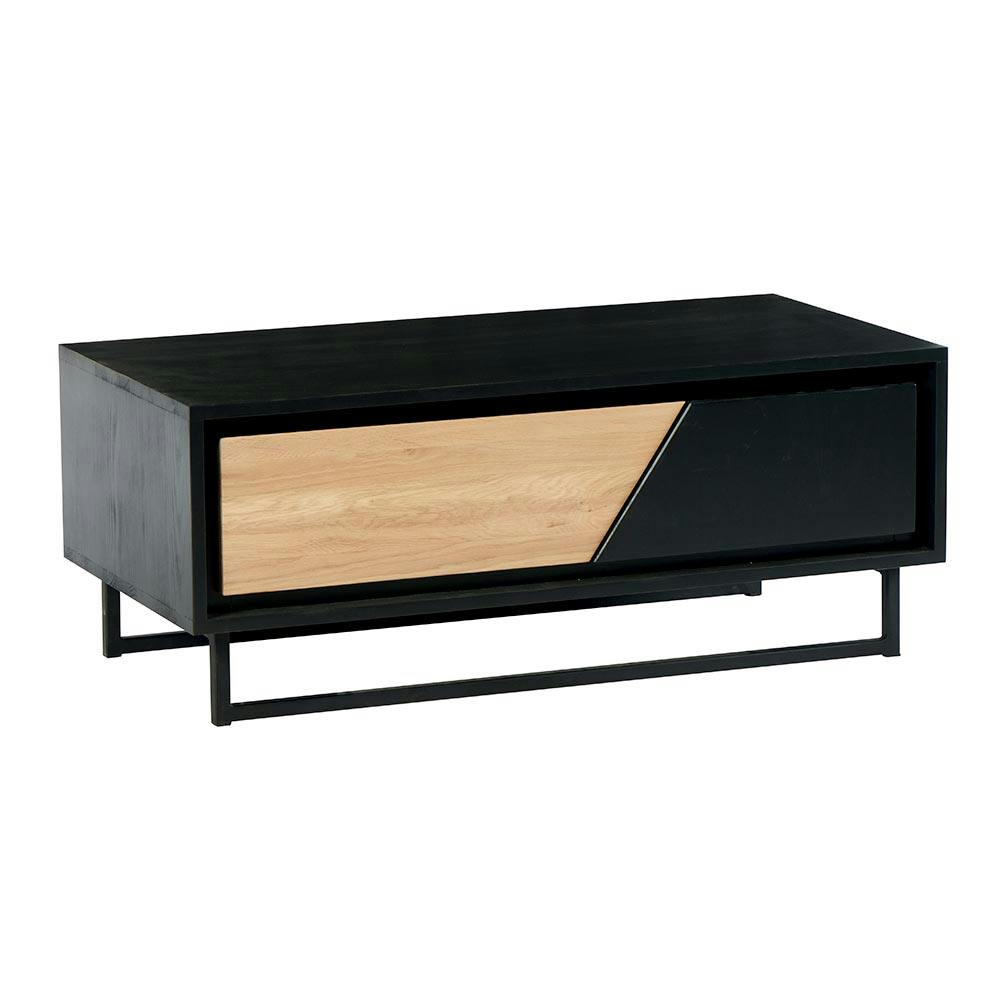 Table basse 1 tiroir bois noir et blanc ANINA