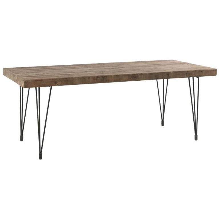 Table basse 120cm pin recyclé et fer vieilli LANDAISE