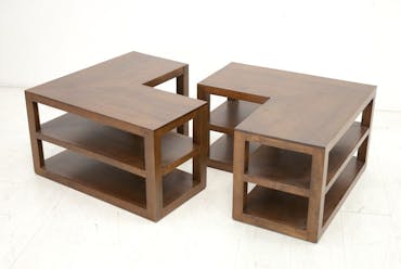  Table basse 2 parties hévéa 105x70cm HELENA