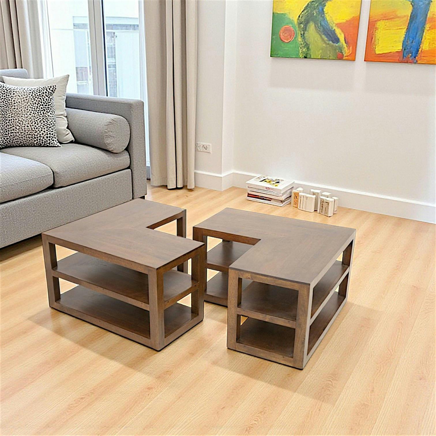 Table basse 2 parties hévéa 105x70cm HELENA