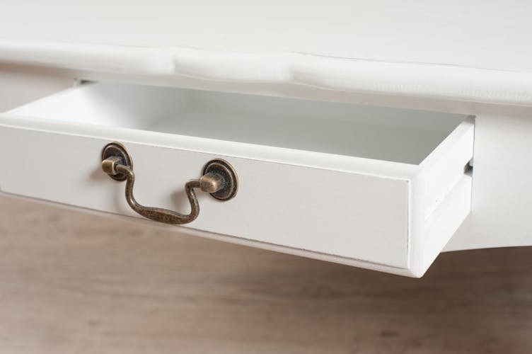 Table basse 2 tiroirs bois peint blanc 110x60x40cm MARIE