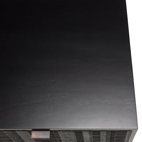Table basse 2 tiroirs façades sculptées bois noir SURATE