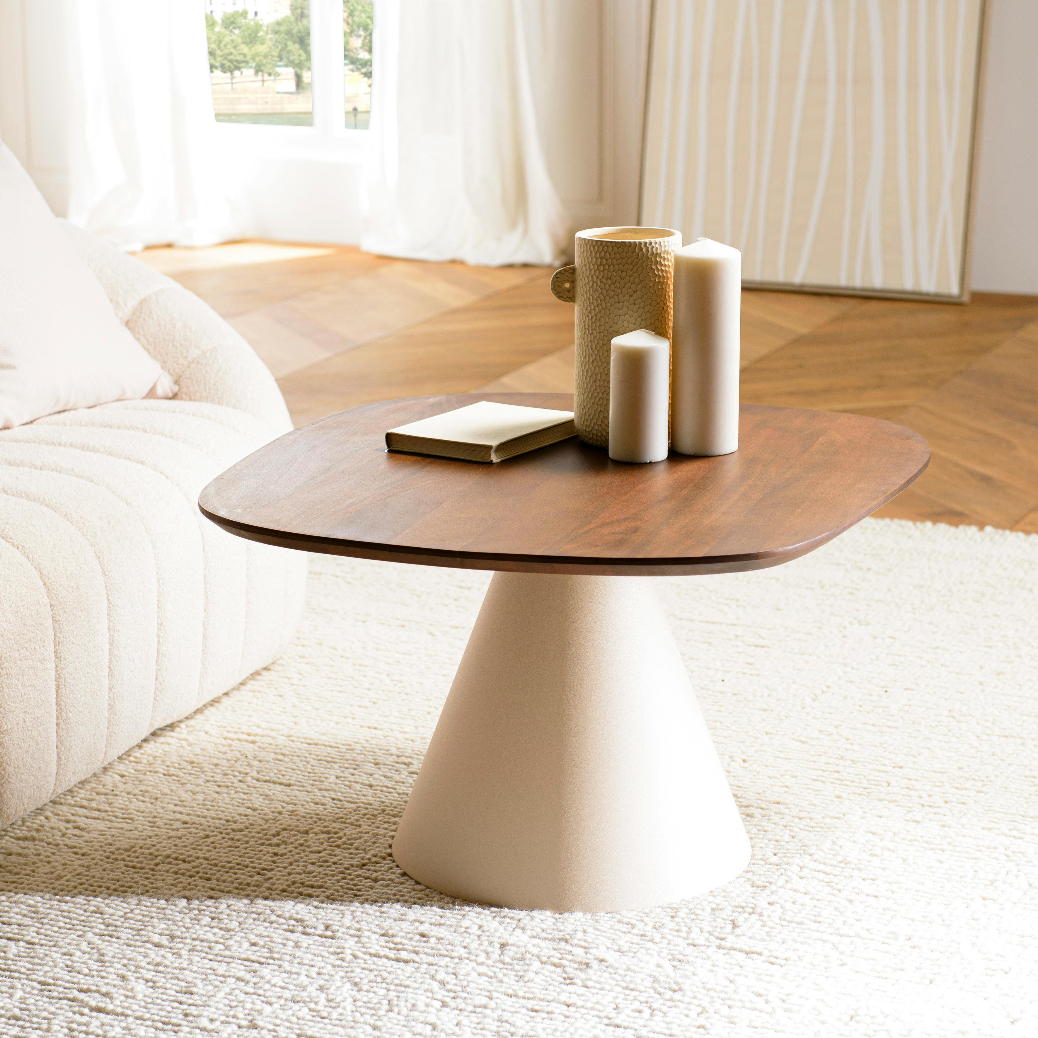 Table basse 80 cm en manguier pied métal TOSCA