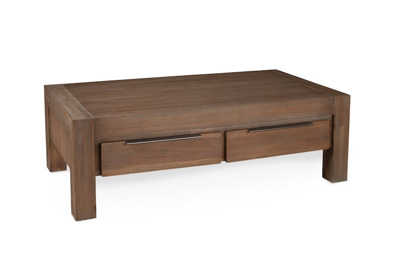 Table basse acacia grisé moderne 120x40cm NANY