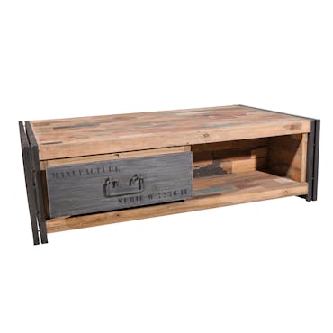  Table basse rectangulaire en bois recycle de syle industriel